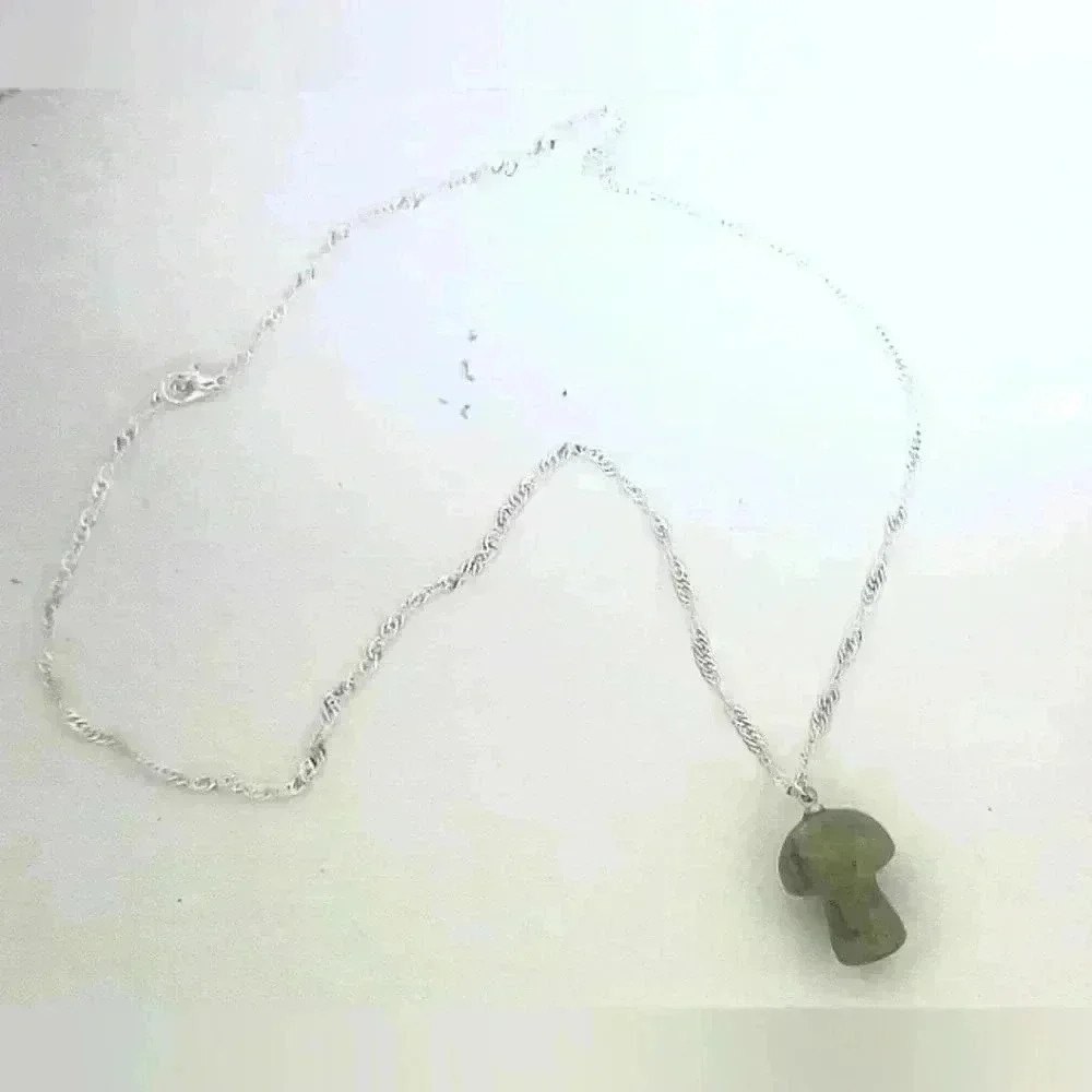 Stone Mushroom Silver Necklace - Picture 3 of 3